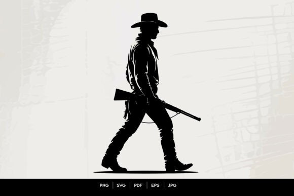 Cowboy Walking with Rifle Silhouette Review