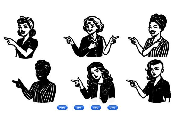 Pointing Women Vector Set Review