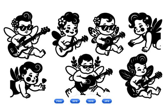 Rockabilly Cupid Clipart Set Review