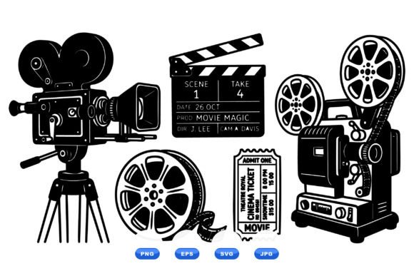 Vintage Cinema Clipart Set