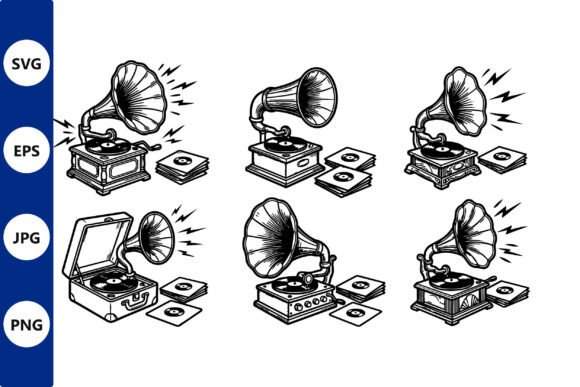 Vintage Gramophone Line Art Set Review