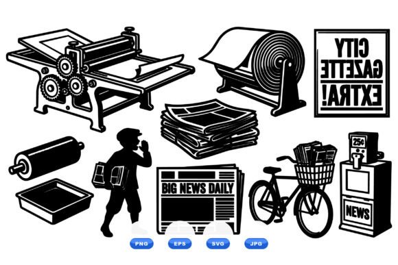 Vintage Newspaper Press Clipart