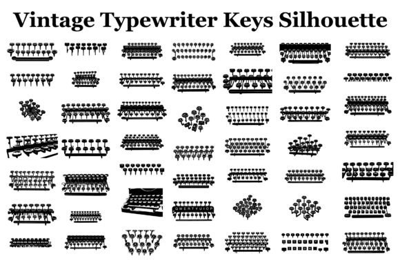 Vintage Typewriter Keys Silhouettes