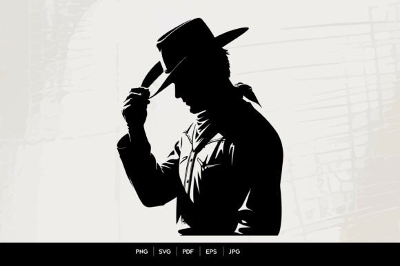 Western Cowboy Hat Silhouette Art