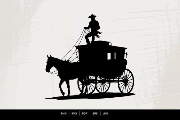 Western Stagecoach Cowboy Silhouette